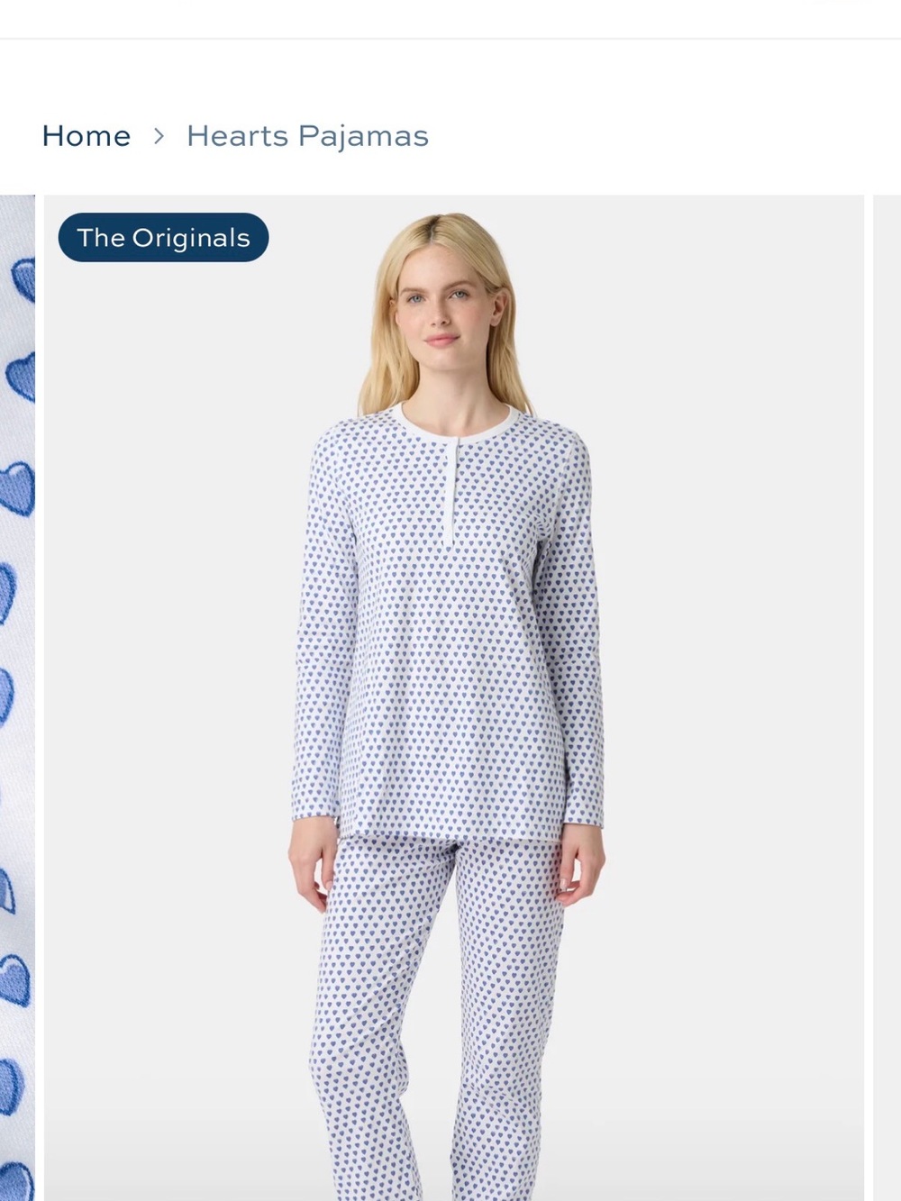 Roller Rabbit White and Blue Heart-Print Long Sleeve Pajama Set